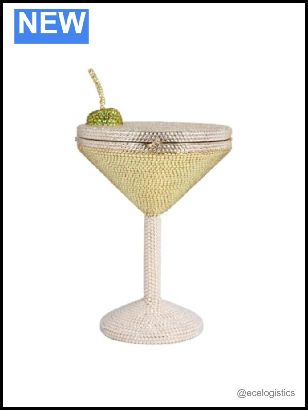 Rhinestone Goblet Evening Bag with Removable Chain Clutch Purse